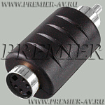 2-322 Переход RCA "шт" - mini DIN 4 pin (S-VHS) "гн" пластик